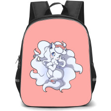 Pokemon Ninetales Backpack StudentPack - Ninetales Chibi Art On Pink Background