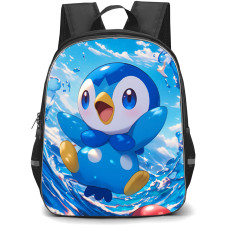 Pokemon Piplup Backpack School Bag StudentPack - Pokemon Piplup Water Skating Digital Art Poster