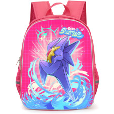 Pokemon Mega Starmie Backpack School Bag StudentPack - Pokemon Mega Starmie Purple Illustration On Pink Background