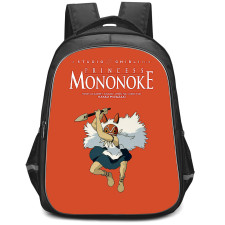 Princess Mononoke Backpack StudentPack - Princess Mononoke Blue Ray Red Background