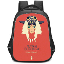 Princess Mononoke San Backpack StudentPack - San Studio Graphic Poster Red Background