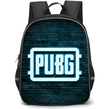 PUBG Backpack StudentPack - PUBG Logo Neon Light On Black Brick Wall