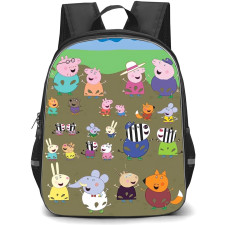 Peppa Pig School Backpack StudentPack - Characters Jumping In Mud Illustration