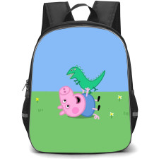 Peppa Pig George Pig School Backpack StudentPack - George Pig Playing With Dinosaur Illustration
