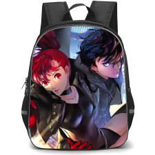 Persona 5 Ren Amamiya Backpack StudentPack - Ren Amamiya & Kasumi Yoshizawa in Leather Outfit City Background