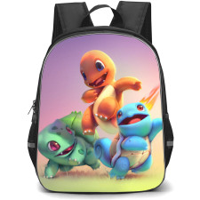Pokemon Backpack StudentPack - Bulbasaur Charmander And Squirtle Happy