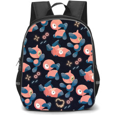 Pokemon Psyduck Backpack StudentPack - Porygon2 Pattern Art Navy Blue Background