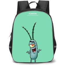 Plankton Backpack StudentPack - Plankton Standing Illustration Art On Cyan Background