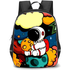 Pop Art Pattern Backpack StudentPack - Astrounaut and Spaceship Chibi Art