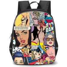 Pop Art Pattern Backpack StudentPack - Beautiful Friendship Women Comic Art Collage