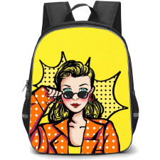 Pop Art Pattern Backpack StudentPack - Blonde Girl Wow Yellow Background