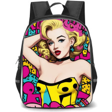Pop Art Pattern Backpack StudentPack - Blonde Girl Yellow Dress Pink Background