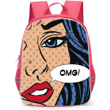 Pop Art Pattern Backpack StudentPack - Blue Hair Girl Saying OMG