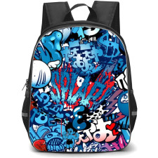 Pop Art Pattern Backpack StudentPack - Blue Hue Graffiti Art