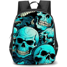 Pop Art Pattern Backpack StudentPack - Blue Skulls Artwork
