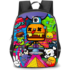 Pop Art Pattern Backpack StudentPack - Burger Tongue Out Stripes Background