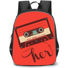 Pop Art Pattern Backpack StudentPack - Cassette Tape Her Red Background
