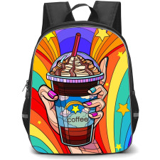 Pop Art Pattern Backpack StudentPack - Coffee Frappe Rainbow Background