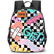 Pop Art Pattern Backpack StudentPack - Get Happy Yummy in Checkered Background