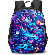 Pop Art Pattern Backpack StudentPack - Graffiti Art Blue and Purple Hue
