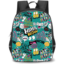 Pop Art Pattern Backpack StudentPack - Haha Wow Scribble Art Green Background