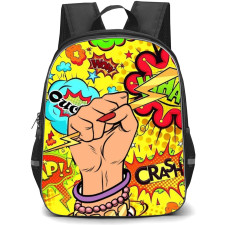 Pop Art Pattern Backpack StudentPack - Hand Holding Electric Icon