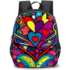Pop Art Pattern Backpack StudentPack - Hearts Collage Purple and Pink
