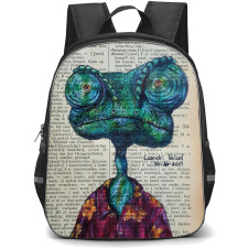 Pop Art Pattern Backpack StudentPack - Iguana Eyes Out Wearing Floral Polo