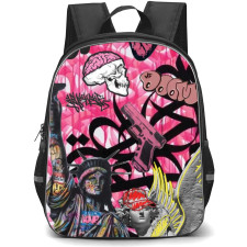 Pop Art Pattern Backpack StudentPack - Liberty Tower Graffiti Pink Background