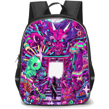 Pop Art Pattern Backpack StudentPack - Magician Man Entering Door Portal Pink and Purple Hue