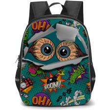 Pop Art Pattern Backpack StudentPack - Oh Eyeballs Green Background