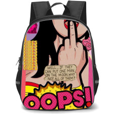 Pop Art Pattern Backpack StudentPack - Oops Pink Font Yellow Background