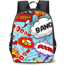 Pop Art Pattern Backpack StudentPack - Pow Boom Bang Light Blue Background
