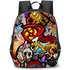 Pop Art Pattern Backpack StudentPack - Raaarr Skeleton Dinosaur