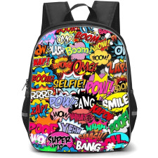 Pop Art Pattern Backpack StudentPack - Selfie Pow Smile Expressions Collage