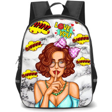 Pop Art Pattern Backpack StudentPack - Shhhh Love You Marble Background