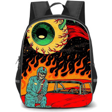 Pop Art Pattern Backpack StudentPack - Skeleton Driver Red Burning Car