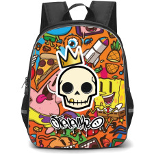 Pop Art Pattern Backpack StudentPack - Skull Crown Nickelodeon Cartoon