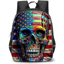 Pop Art Pattern Backpack StudentPack - Skull Flag of America Background