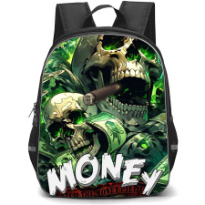 Pop Art Pattern Backpack StudentPack - Skull Smoking Cigar Money Pile