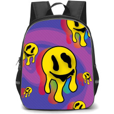 Pop Art Pattern Backpack StudentPack - Smiley Melting Purple Blue Background