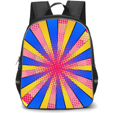 Pop Art Pattern Backpack StudentPack - Sunburst Comic Blue Pink and Yellow