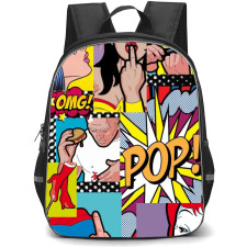 Pop Art Pattern Backpack StudentPack - Superman Middle Finger Dot Background