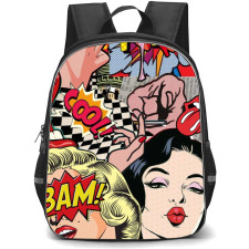 Pop Art Pattern Backpack StudentPack - Woman Kiss Pose Hand with Cigarette