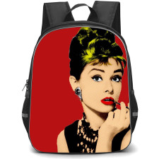 Pop Art Pattern Backpack StudentPack - Woman Putting Liptint On Red Background