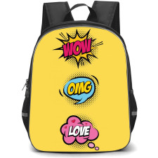 Pop Art Pattern Backpack StudentPack - Wow OMG Love Yellow Background