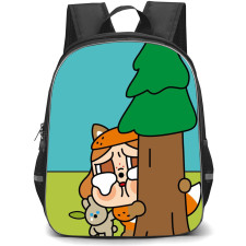 Pop Mart CryBaby Cry Baby Backpack StudentPack - Cry Baby Peeking Behind Tree Illustration
