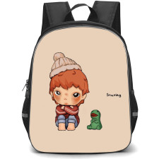 Pop Mart Hirono Backpack StudentPack - Hirono Sitting Staring Illustration