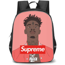 21 Savage Backpack StudentPack - 21 Savage Supreme Portrait Illustration Art On Pink Background
