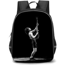 ACDC Angus Young Backpack StudentPack - ACDC Angus Young Playing Guitar On Stage Grayscale Poster